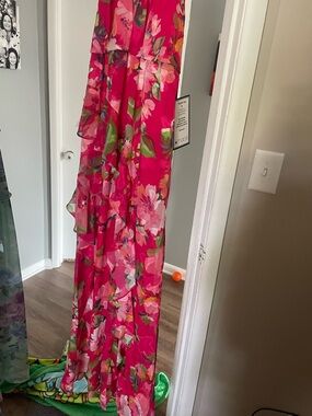 Adrianna Papell Pink Multi Printed Mermaid Dress